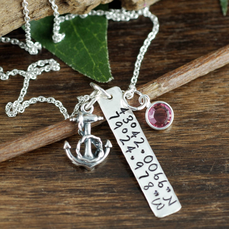 Custom Coordinate Jewelry, Location Necklace, Latitude Longitude Necklace, Coordinate Necklace