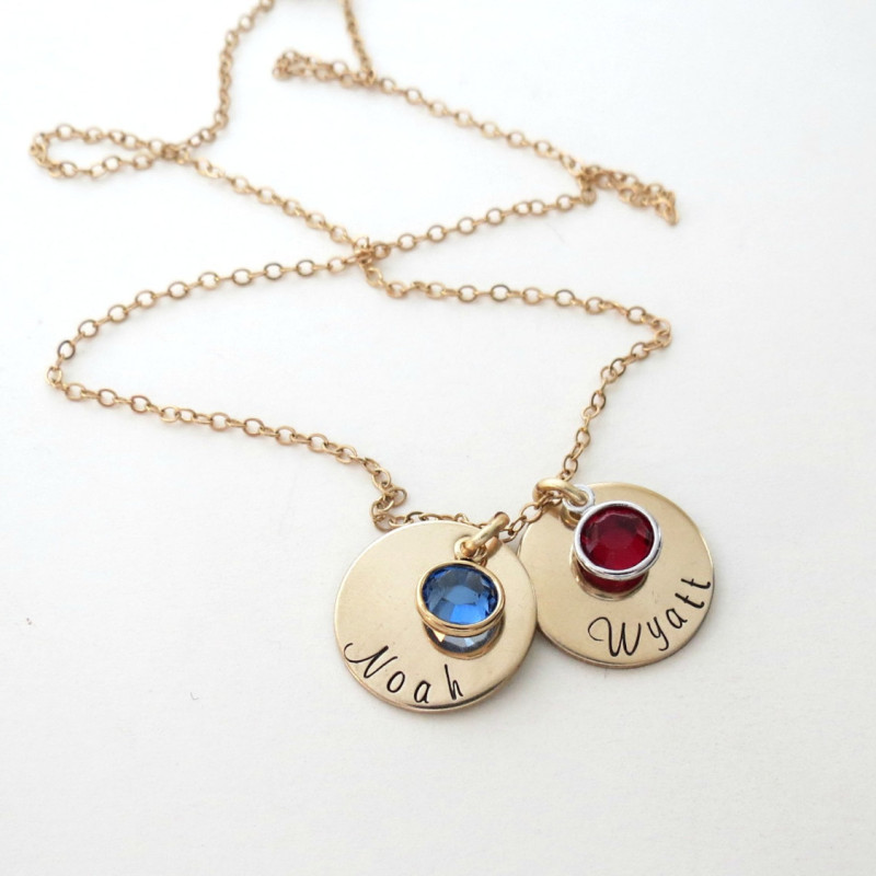 Custom gold necklace with birthstones personalized name jewelry