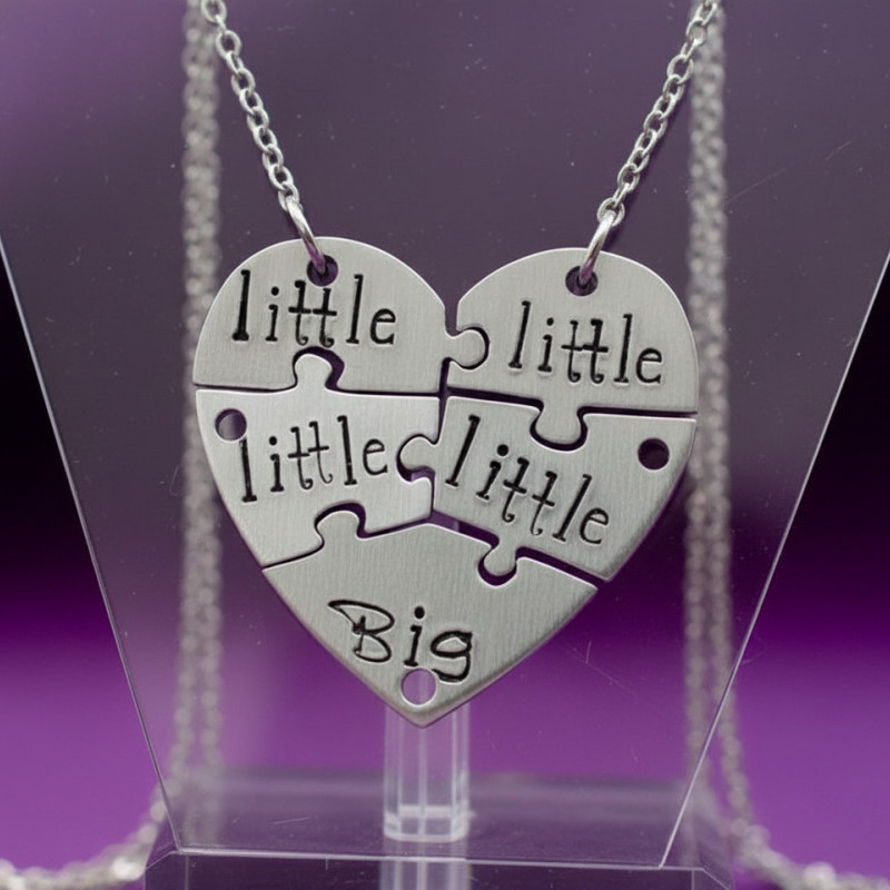 Five Heart puzzle piece necklace, 5 piece puzzle set, 5 Best Friends