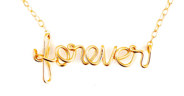 Forever Necklace. Gold Forever Script Wire Necklace. 14k Gold Filled ...