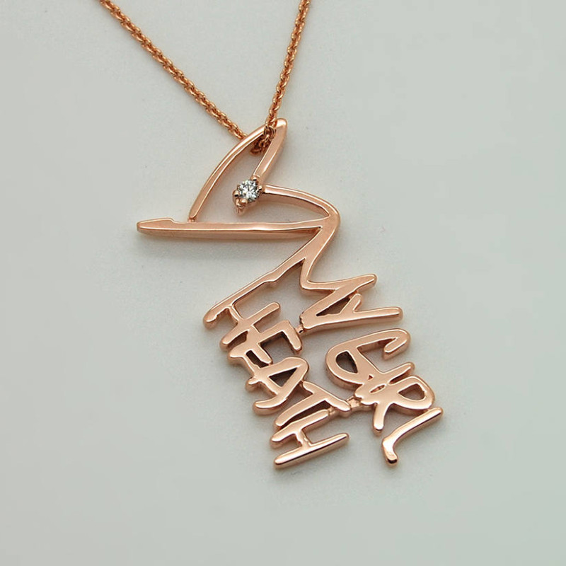 Handwriting jewelry necklace solid 14k gold cursive name necklace