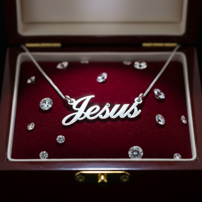 Jesus Necklace Silver Jesus Name Necklaces With Name Baptism Gift Jesus Pendant christian