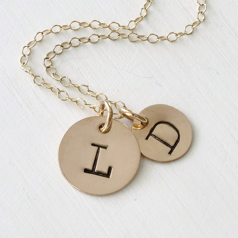Mother Child Necklace / Mother Child Initial Necklace / Gold Mothers