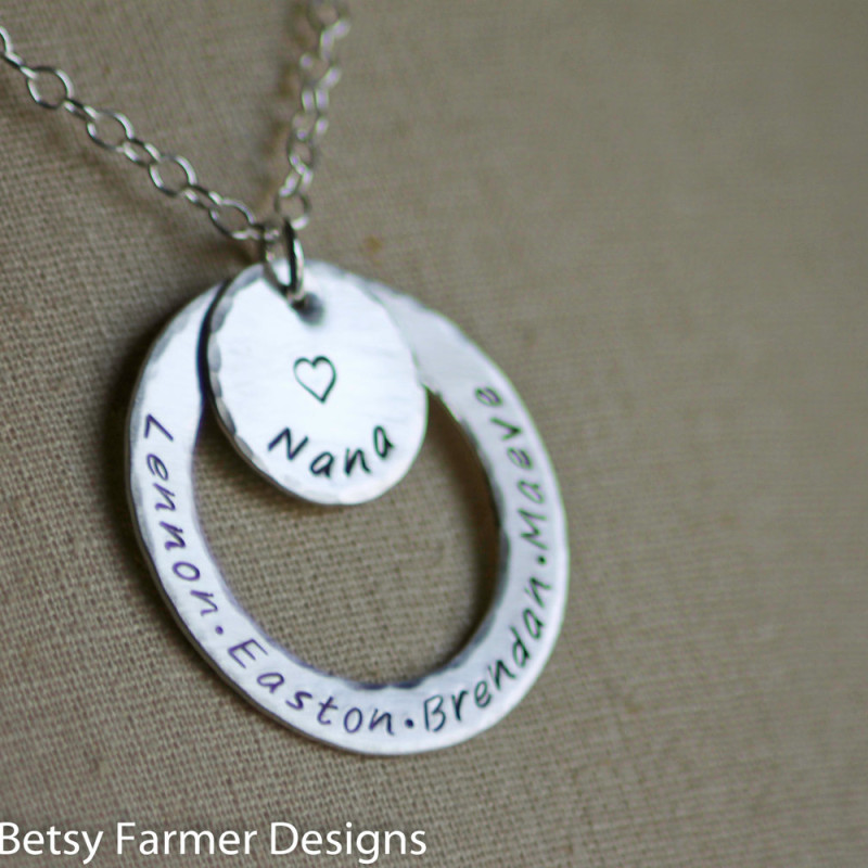 Nana Necklace Grandma Necklace with Grandkids Names Personalized