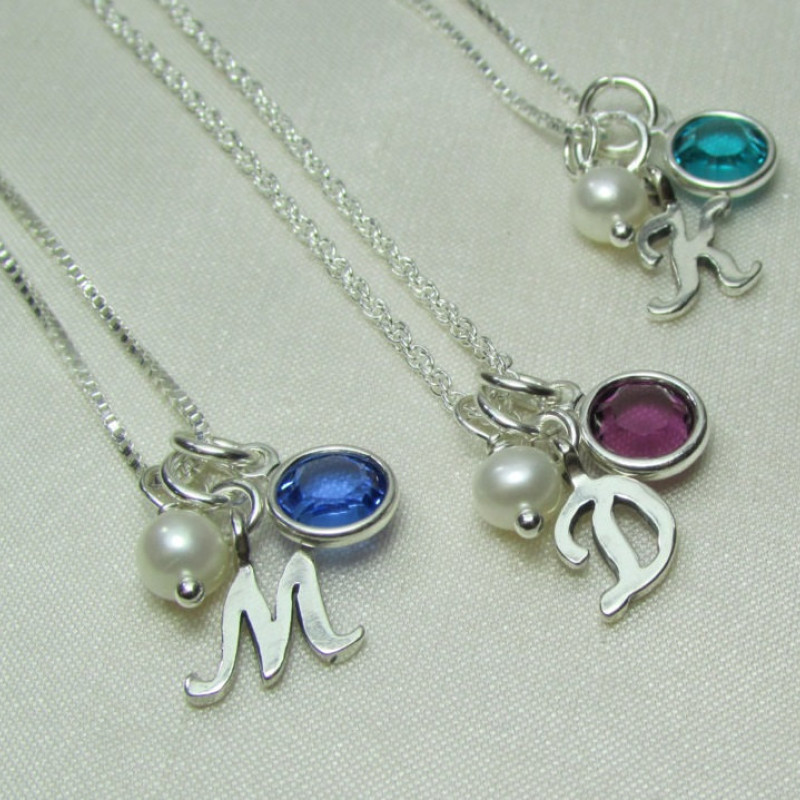 Personalized Bridesmaid Necklace Set Of 5 Initial Necklace Sterling Silver Bridesmaid Jewelry 2508