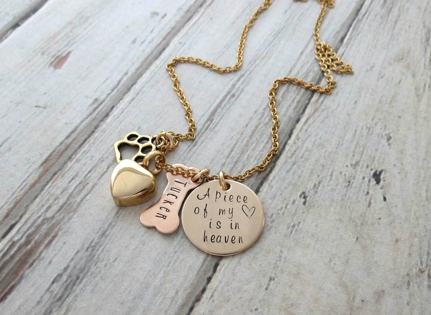Personalized Necklace Dog Memorial Dog Bone Gold Remembrance