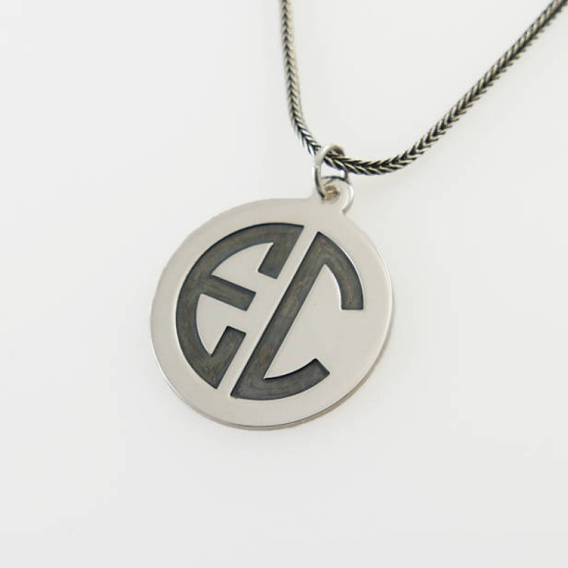 Personalized men necklace. Initial necklace. Sterling silver letter