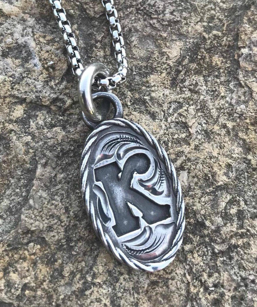 Rockin Out Jewelry Custom Letter Pendant Turquoise Necklace Small