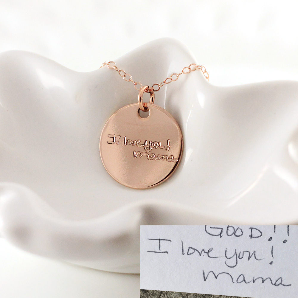 Rose gold handwriting necklace Handwriting jewelry Handwritten