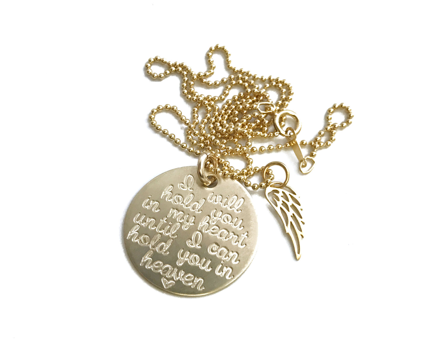 SOLID GOLD Memorial Necklace // 14k Gold Necklace // I Will Hold You In