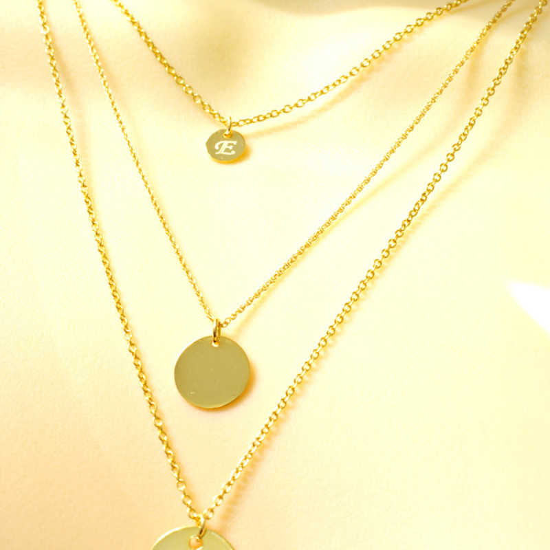 Sterling Silver Triple Layer Initials Long Necklace, Sterling Silver Personalized 3 Layer Necklace Sterling Silver Triple Layer Initials Long Necklace, Sterling Silver Personalized 3 Layer Necklace