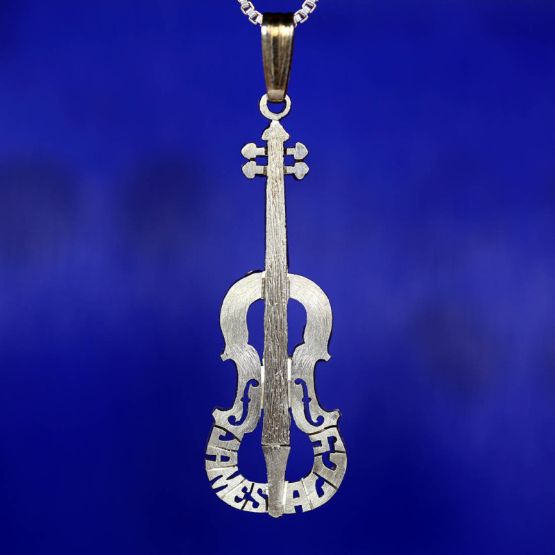 Violin necklace pendant, sterling silver 925 or 14k gold, Personalized