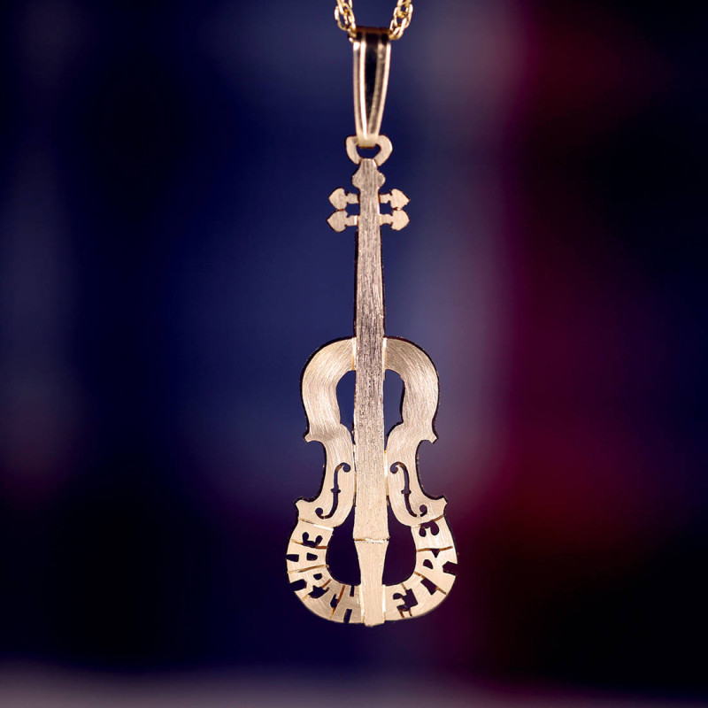 Violin necklace pendant, sterling silver 925 or 14k gold, Personalized