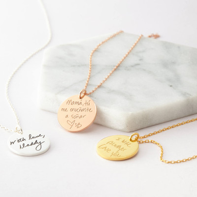 Actual handwriting necklace • Custom handwriting jewelry • Memorial necklace for mom • Keepsake necklace • Gift for mom
