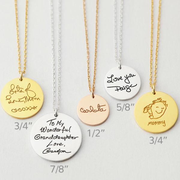 Actual handwriting necklace • Custom handwriting jewelry • Memorial necklace for mom • Keepsake necklace • Gift for mom