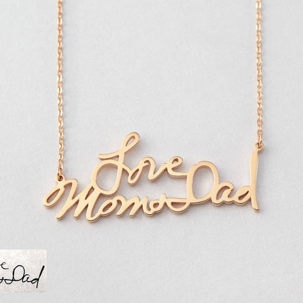 Actual handwritten necklace MEDIUM SIZE • Gold handwriting necklace • Remembrance gift • Bereavement gift • Memorial gift