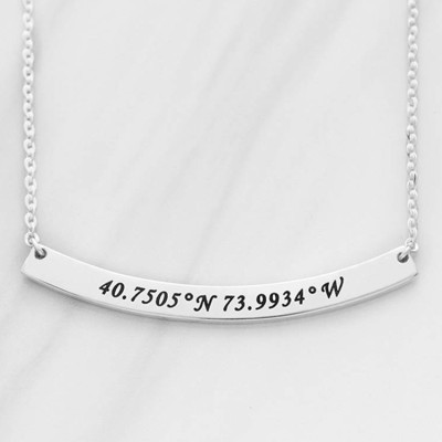 Bar Coordinates Necklace • Latitude Longitude Necklace • Coordinates Gift • GPS Necklace • Necklace with Coordinates