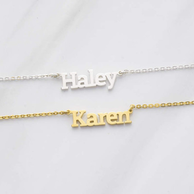 Block Letter Necklace • Kid Name Necklace • Silver Necklace With Name • Personalized Name Pendant • Custom Name Jewelry