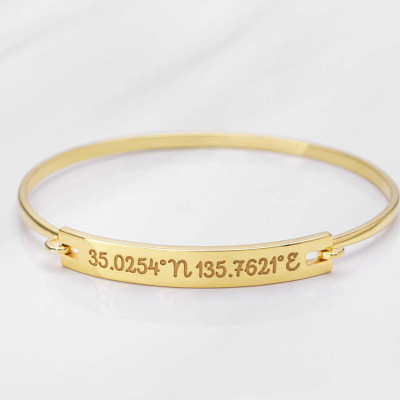 Coordinates Bracelet - Latitude Longitude Jewelry - GPS Coordinates Bangle - Longitude and Latitude Bracelet  - Mother's Gift