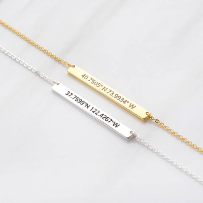 Custom coordinates necklace • Silver latitude longitude jewelry• Bridesmaid necklace • Bridesmaid jewelry • Bridesmaid gifts