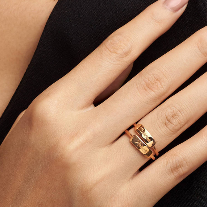Customizable Bar Ring - Gold | Women's Custom Rings on ChristianJewelry.com