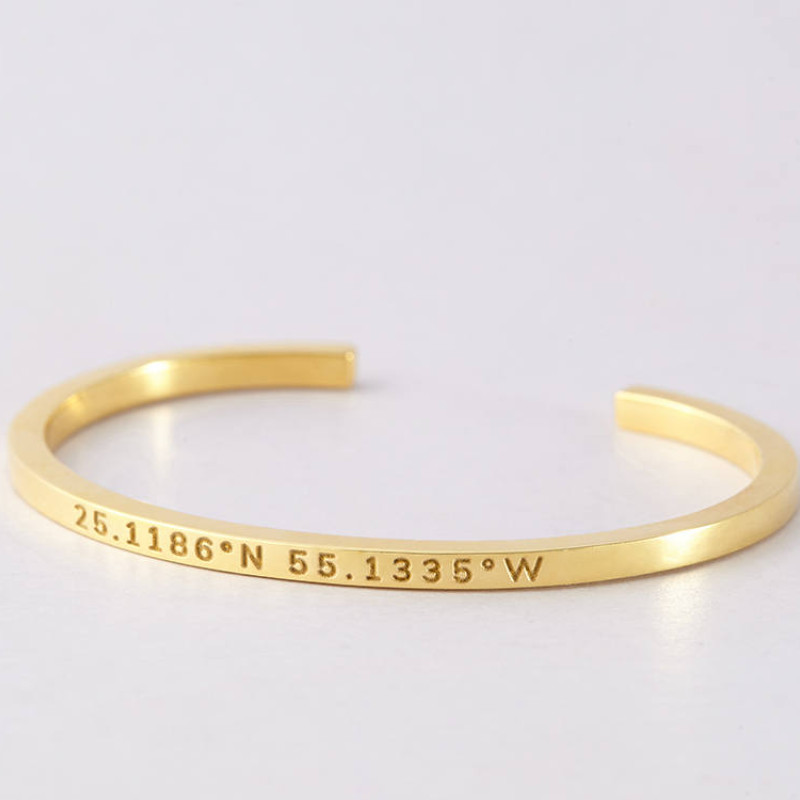 Dainty Coordinates Cuff In Sterling Silver Bracelet Latitude Longitude Jewelry Anniversary Gift Sister