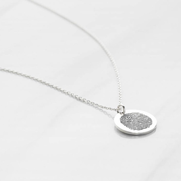 Dainty Fingerprint Necklace • Fingerprint Pendant • Loved One's Fingerprints Jewelry • Personalized Memorial Necklace