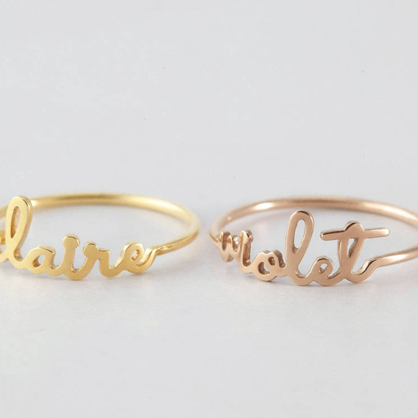Dainty Name Ring - Children Name Ring - Name Ring Gold - Personalized Name Jewelry - Solid Sterling Silver