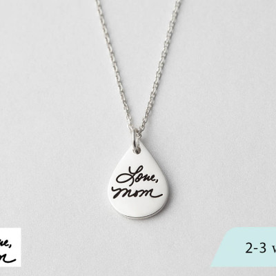Dainty Signature Necklace • Tear Drop Handwriting Necklace • Memorial Necklace  • Personalized Handwriting Jewelry •  Signature Gift