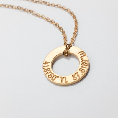 Disc coordinates necklace • Coordinates charm necklace • Farewell gifts for coworkers • Going away gift for boss