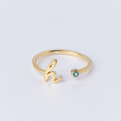 Gold Initial Ring • Personalized Initial Birthstone Ring • Dainty Initial Jewelry • Birthstone Ring with Custom Initials