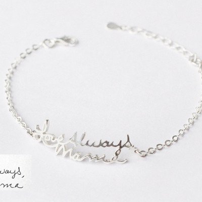 Handwriting Bracelet • Handwritten Bracelet • Signature Bracelet • Memorial Gift in Silver • Handwriting Jewelry