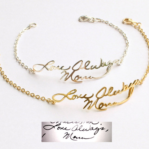 Handwriting Bracelet • Handwritten Bracelet • Signature Bracelet • Memorial Gift in Silver • Handwriting Jewelry