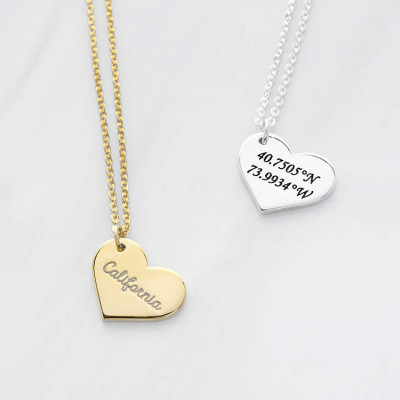 Heart coordinates necklace • Latitude longitude necklace • College graduation gifts • High school graduation gifts