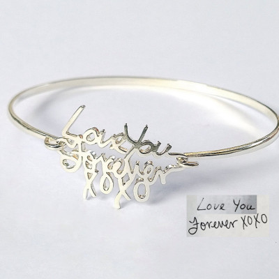 Memorial Bracelet • Handwritten Bracelet • Handwriting Bangle • Handwriting Jewelry in Silver • Handwriting Gift