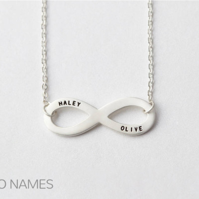Personalized Infinity Necklace - Eternity Necklace in Sterling Silver - Gift Box Included - Bridesmaid Necklace