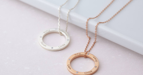 Personalized Karma Necklace with Kids' Name • Infinity Circle