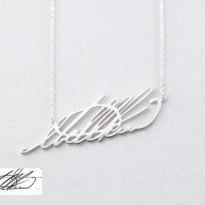 Personalized Signature Necklace  • Signature Jewelry in Sterling Silver • Custom Necklace with Actual Signature • Handwritten Necklace