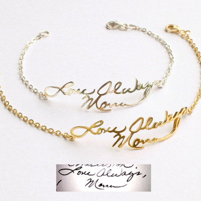 Signature Bracelet • Signature Jewelry • Personalized Handwriting Bracelet • Custom Handwriting Jewelry in Silver