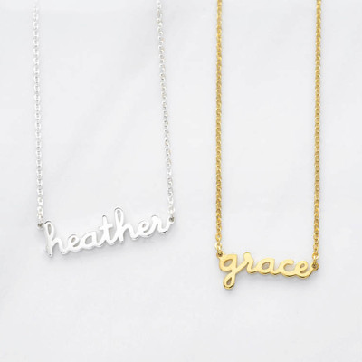 Small Name Necklace - Handwriting Name Necklace - Custom Name Pendant - Personalized Name Jewelry in Sterling Silver and Gold