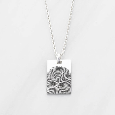 Square Fingerprint Necklace for Men • Sympathy Gift for Loss of Father • Remembrance Gift • Personalized Funeral Gift for Men