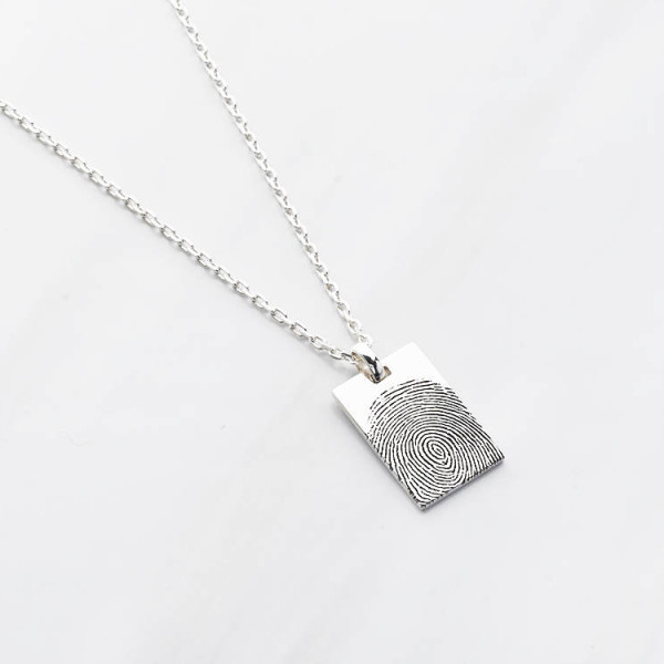 Square Fingerprint Necklace for Men • Sympathy Gift for Loss of Father • Remembrance Gift • Personalized Funeral Gift for Men