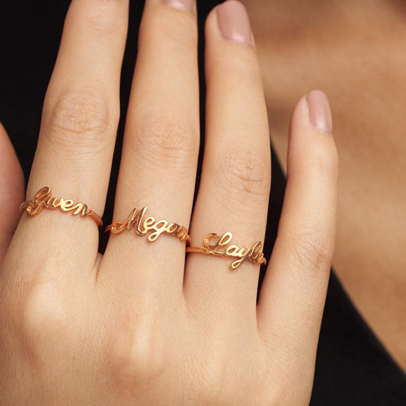 Personalized Stackable Name Ring, Personalized Stacking Rings, Persona –  Kelly Mae Kreations