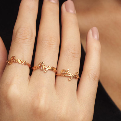 Stackable Name Ring • Children Name Ring • Sterling Silver or Gold-plated Silver • Gift Box Included • Best as Gifts for Mom