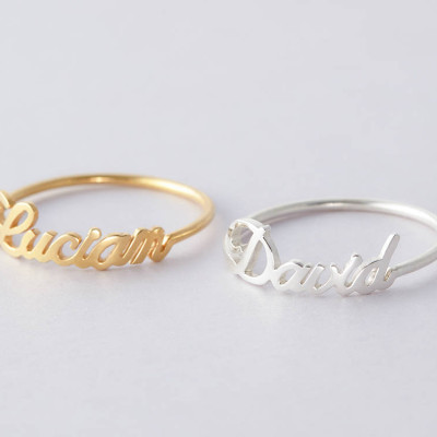Stackable Name Ring • Children Name Ring • Sterling Silver or Gold-plated Silver • Gift Box Included • Best as Gifts for Mom