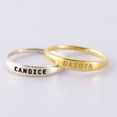 Stackable name ring • Custom delicate name ring • Skinny custom ring • Baby name mom gift • Dainty name ring in sterling silver