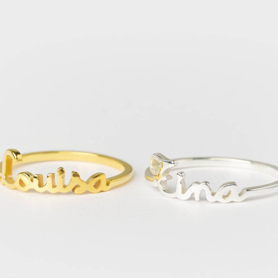 Stacking Name Ring • Stackable Name Ring • Gold Stacking Ring • Personalized Name Jewelry • Dainty Gold Ring (Price is for ONE ring)