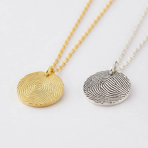 Tiny Fingerprint Necklace • Engraved Fingerprint Charm • Custom Fingerprint Pendant • Memorial Jewelry • Bereavement Gift