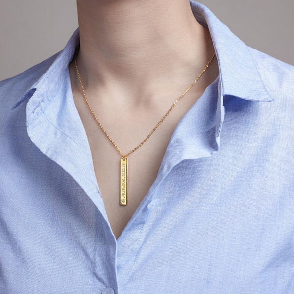 Vertical Bar Coordinates Necklace • Custom Coordinates Necklace • Latitude Longitude Jewelry • Tag Necklace • Coordinates Gift