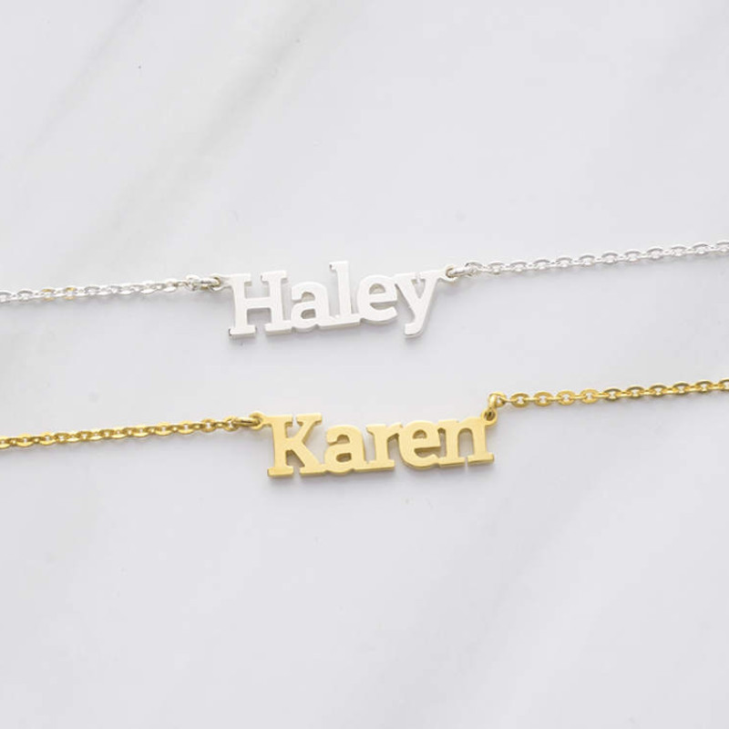 Block Letter Necklace Kid Name Necklace Silver Necklace With Name 